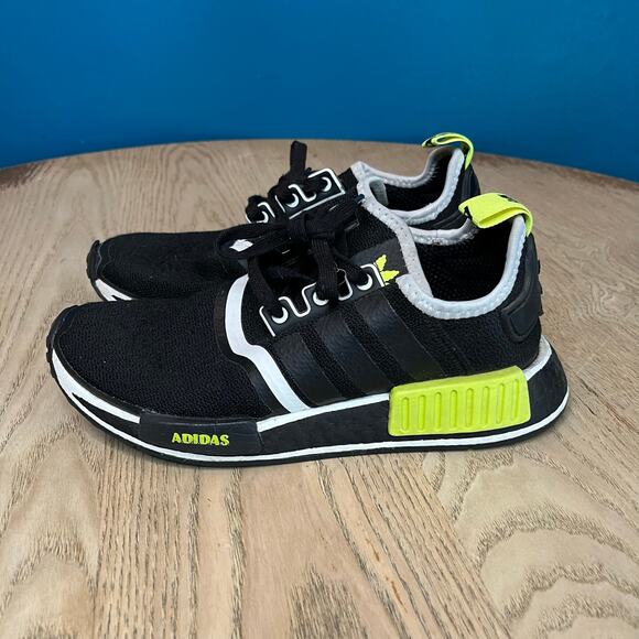 adidas NMD R1 Sneaker Black Solar Yellow White Trainer Gym Shoe Men’s Size 5 - Picture 4 of 12